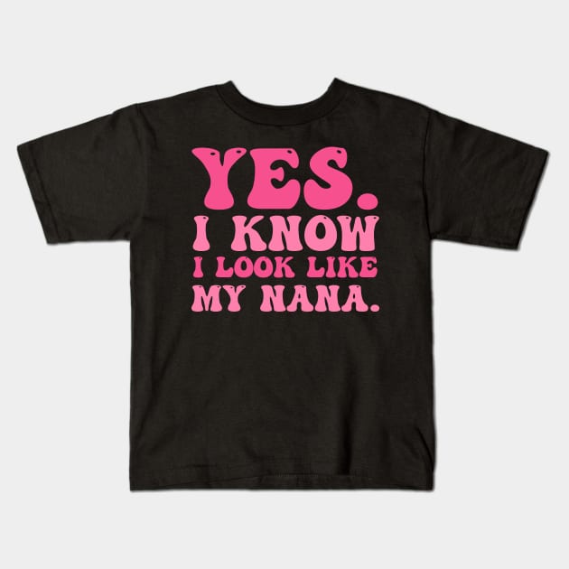 Yes I Know I Look Like My Nana Breast Cancer Awareness Kids T-Shirt by cyberpunk art